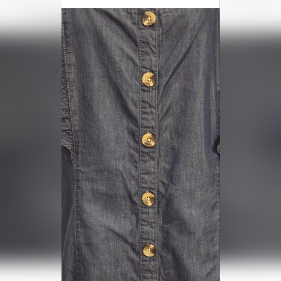 a. n. a. Square Neck Flutter Sleeve Soft Denim Button Up Cotton Mini Dress XXL - Picture 7 of 16